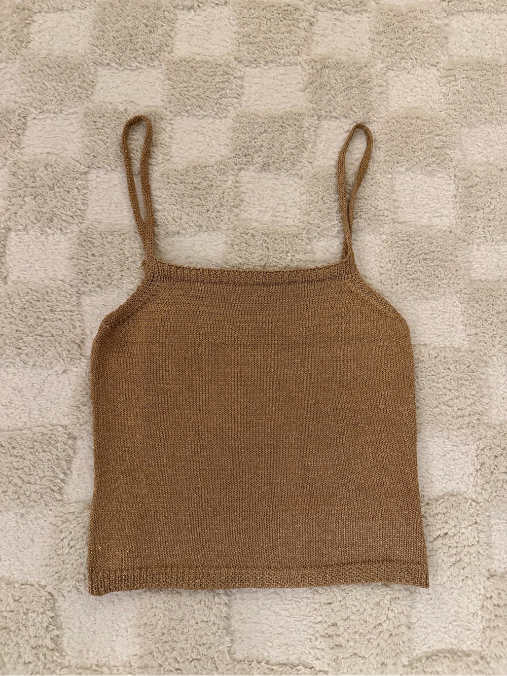 Tan Shimmer Knit Tank Top